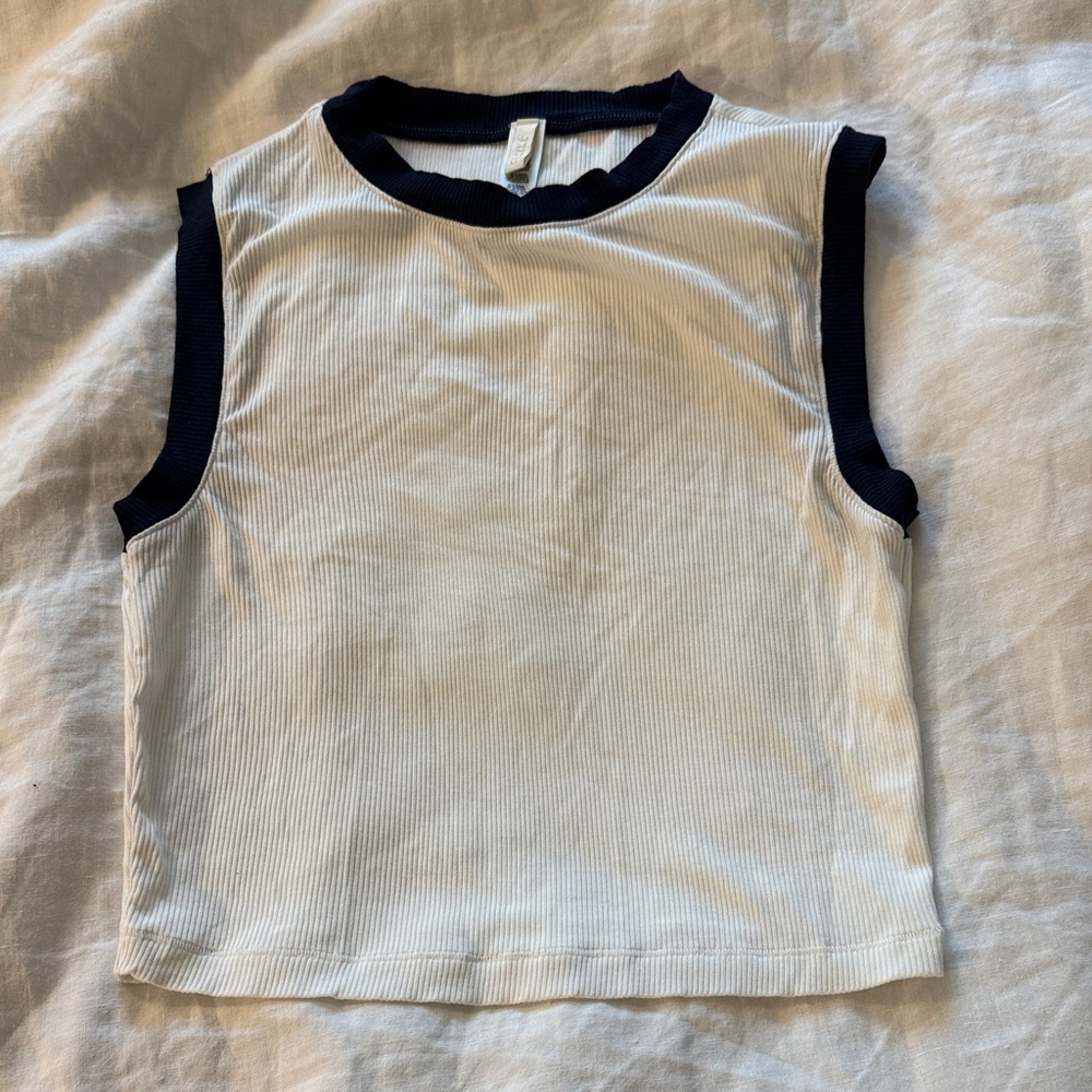 SKIMS Black and White Ringer Tank Top